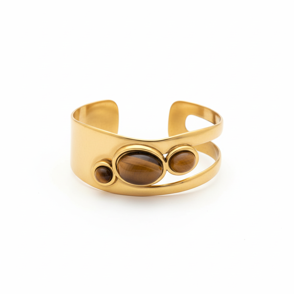 Bracciale cuff oro con pietre 